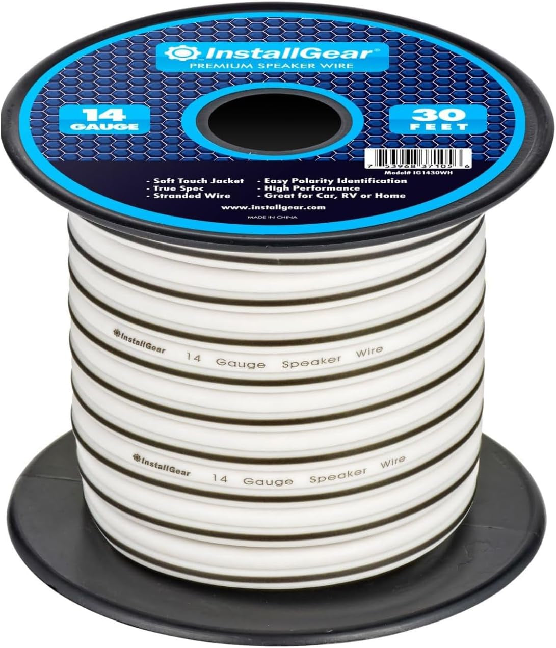 14 Gauge AWG 30Ft Black Speaker Wire Cable - Use for Car Speakers Stereos, Home Theater Speakers, Surround Sound, Radio
