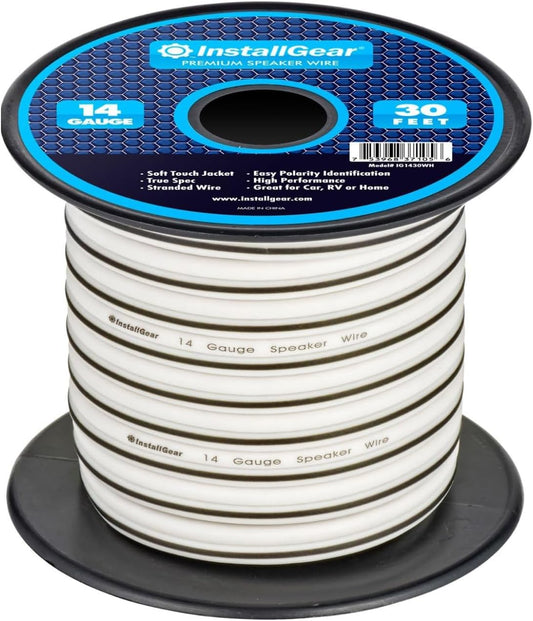14 Gauge AWG 30Ft Black Speaker Wire Cable - Use for Car Speakers Stereos, Home Theater Speakers, Surround Sound, Radio