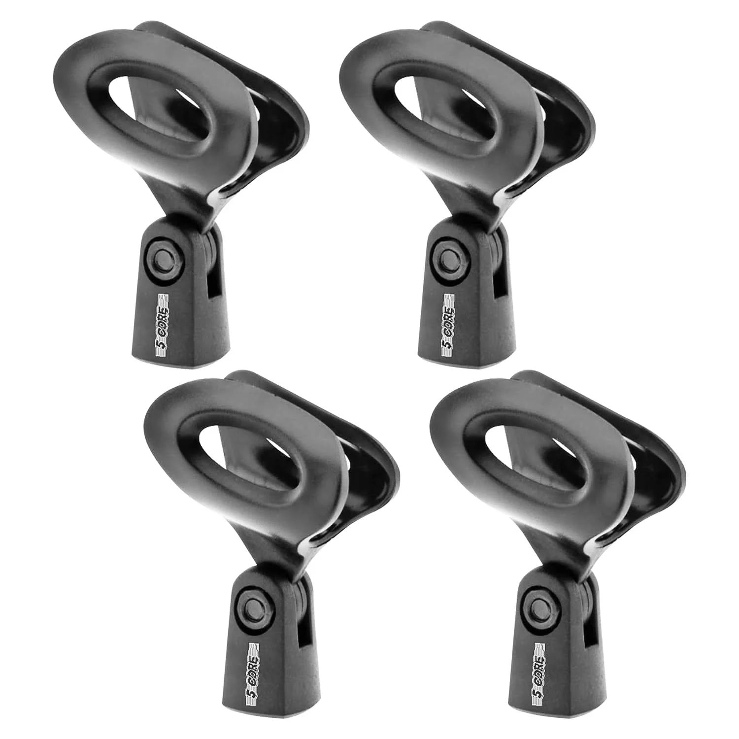 5 Core Microphone Clip Holder Set of 4 with Screw Adapters (5/8" to 3/8")