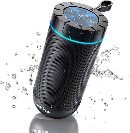 Bluetooth Speaker, IP65 Waterproof Portable Speaker with 360° HD Surround Sound, Punchy Bass, Wireless TWS Pairing, 24H Playtime, Wireless Speakers for Home/Outdoor/Camping/Beach, Birthday Gift