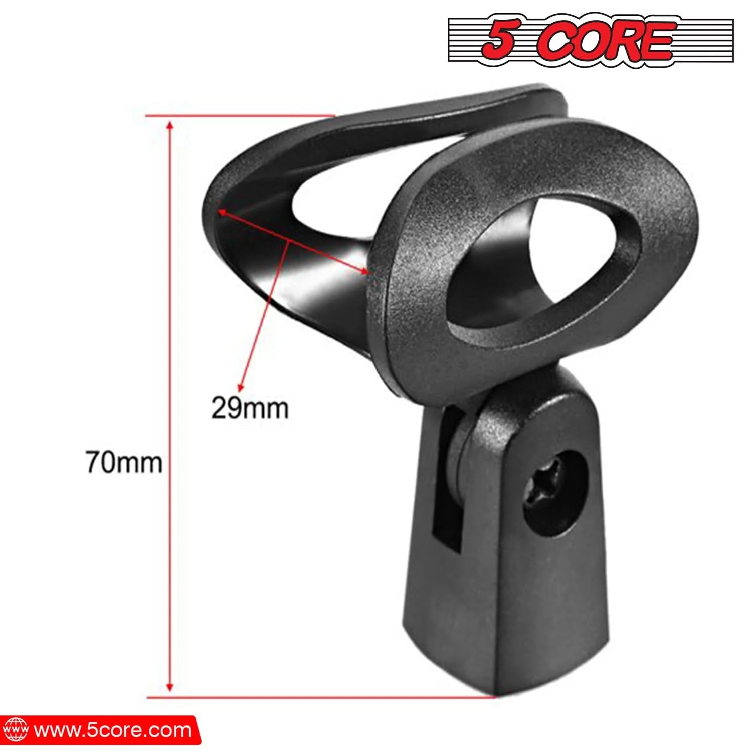 5 Core Microphone Clip Holder Set of 4 with Screw Adapters (5/8" to 3/8")